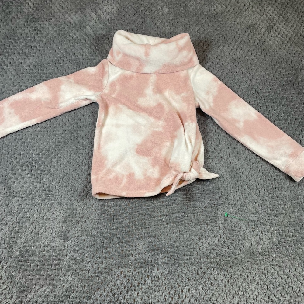 Old Navy Active Girls Fleece Pullover XS (5) Pink Tie Dye Side Knot Outerwear - Picture 2 of 9